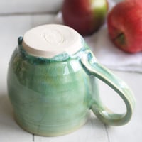 Image 10 of Crackle Green Pottery Mug, 15 Ounce Handmade Coffee Cup, Made in USA