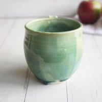Image 8 of Crackle Green Pottery Mug, 15 Ounce Handmade Coffee Cup, Made in USA