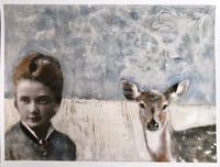 Image 1 of "Look At me"  quality art print deer and girl