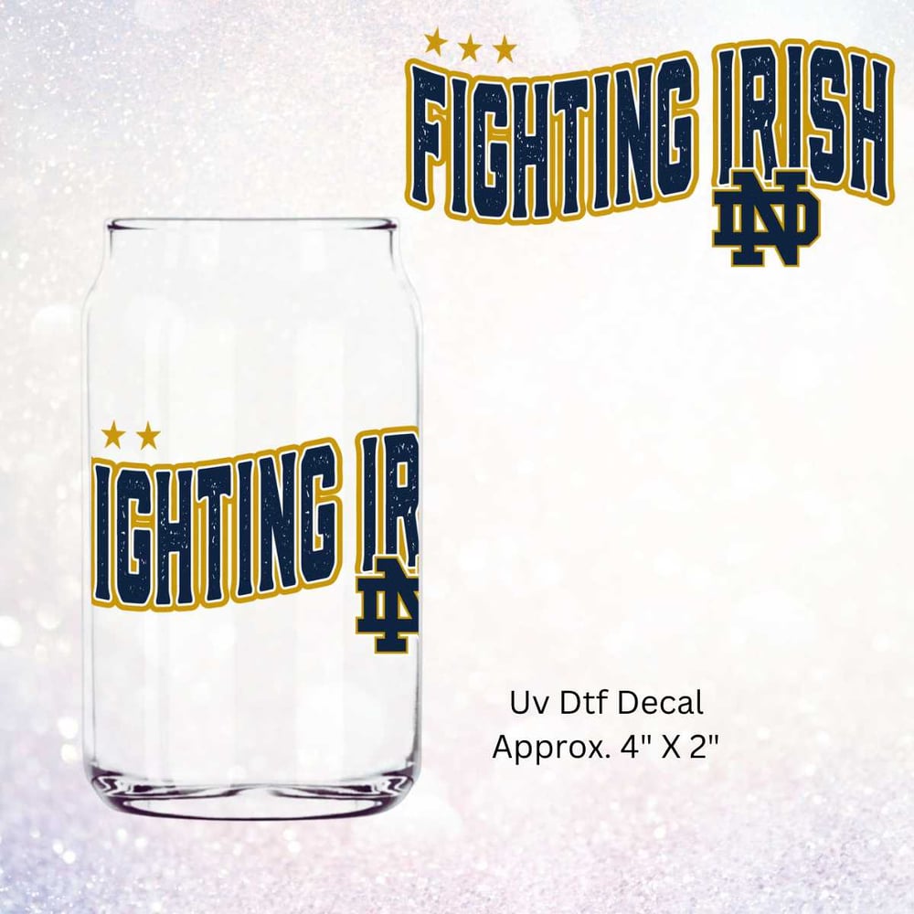 Image of Notre Dame Fighting Irish Football Double Sided Uv Dtf Decal              OD1