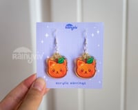 Image 3 of Cat Fruit & Matcha Earrings (Orange, Cherry, Matcha Boba)