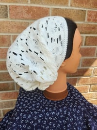 Image 1 of White Cotton Lace Hair Covering 