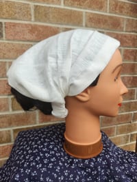 Image 1 of Linen Elastic Haircovering in White