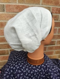 Image 2 of Linen Elastic Haircovering in White