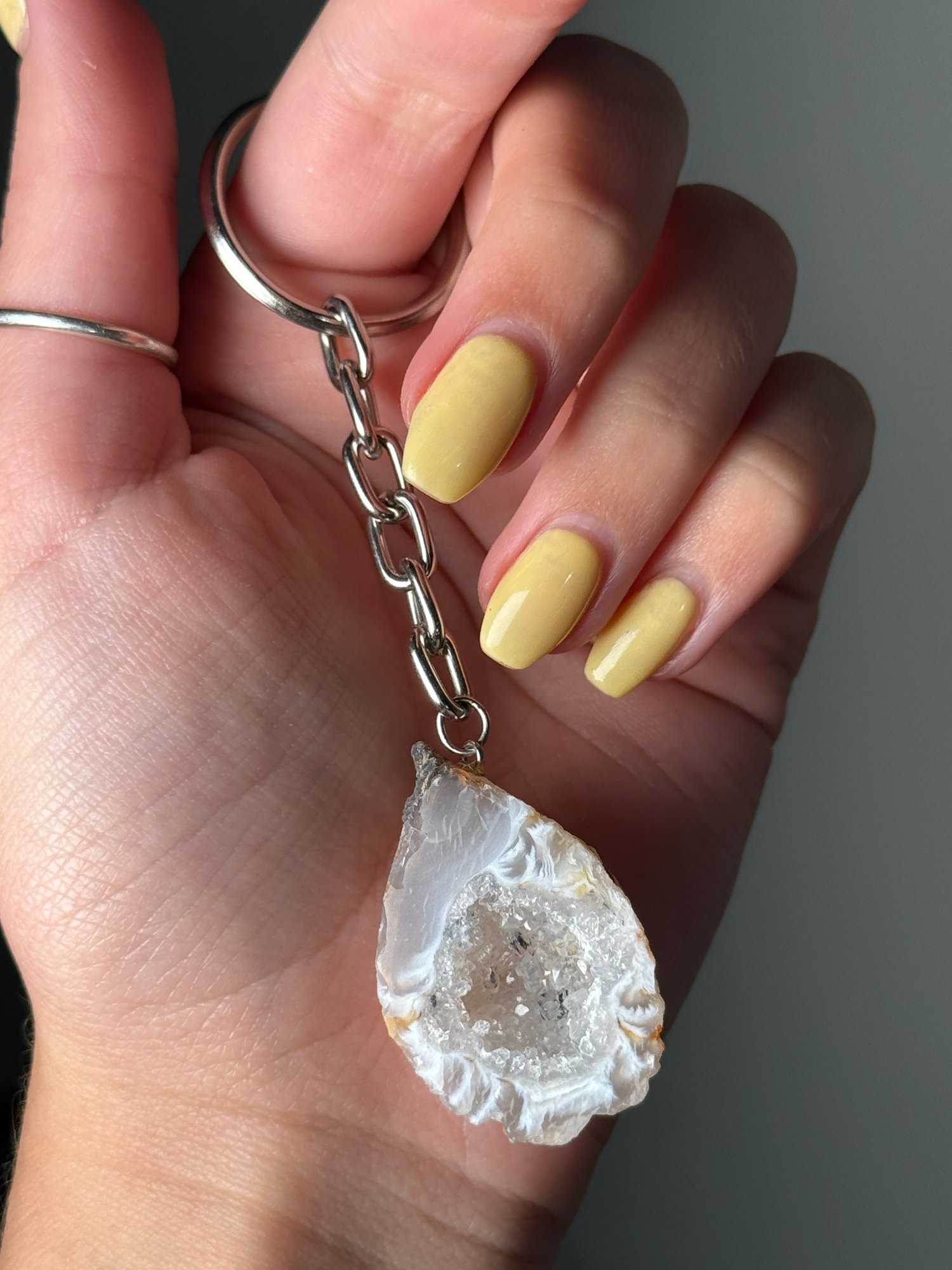 BRAZILIAN AGATE GEODE KEYCHAINS