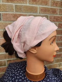 Image 1 of Linen Elastic Haircovering in Pale Pink