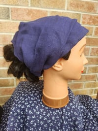 Image 1 of Linen Elastic Haircovering in Navy