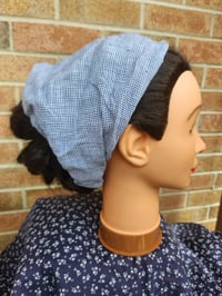Image 1 of Linen Elastic Haircovering in Black/White Houndstooth