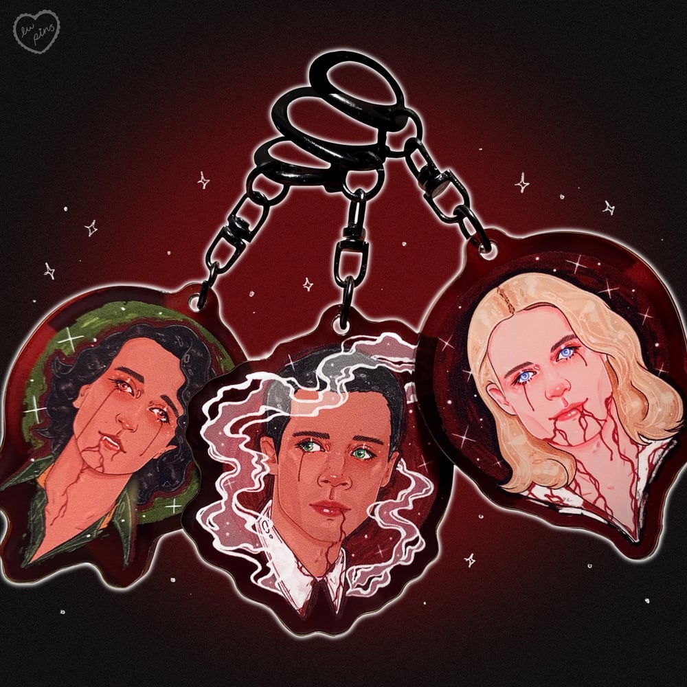 PREORDER: iwtv armand, louis and lestat glitter Acrylic Keychains