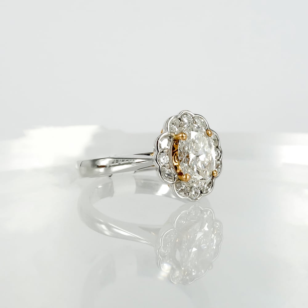 Image of 18ct white gold Oval Lab grown diamond engagement ring. PJ5688