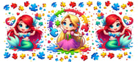 Mermaid Girls Autism Double Sided Uv Dtf Wrap  W0734