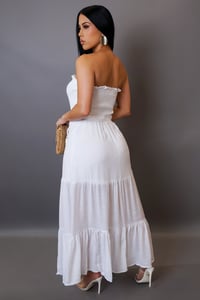 Image 2 of White Linen Dress w/Waist Tie