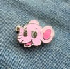 Pink Elephant Gold Enamel Pin