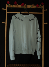 Image 1 of (M) Black Thorn Print Teal Sweater
