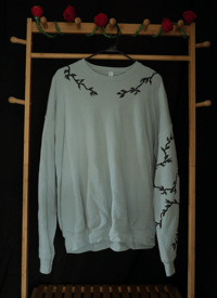 Image 1 of (L) Black Thorn Print Teal Sweater