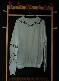 Image 2 of (L) Black Thorn Print Teal Sweater