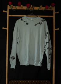 Image 1 of (S) Black Thorn Print Teal Sweater