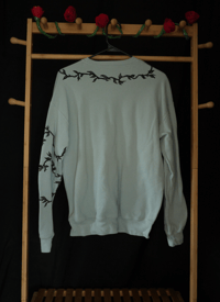 Image 2 of (S) Black Thorn Print Teal Sweater