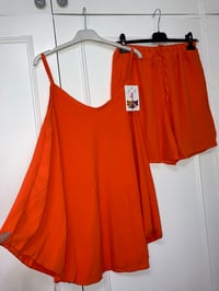 Orange vest short set