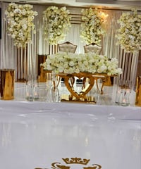Gold and White  heart Couples wedding table 