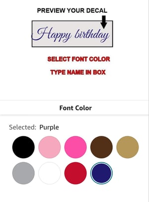 Image of 15 letters only customized name decal (Only available 3 weeks before event date )