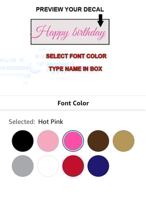 Image of 15 letters only customized name decal (Only available 3 weeks before event date )