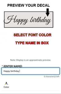 Image 1 of 15  letters only   customized  name decal (Only available 3 weeks before event date )