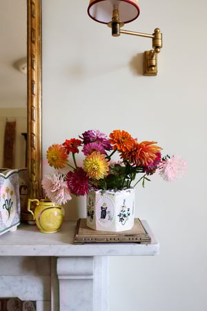 Image of Black dresses & Hollyhocks - Romantic Vase