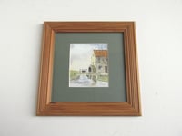 Image 1 of Vintage Mini Watercolour Painting Stockwith Mill Spilsby Lincolnshire by Will Illingworth, Framed 