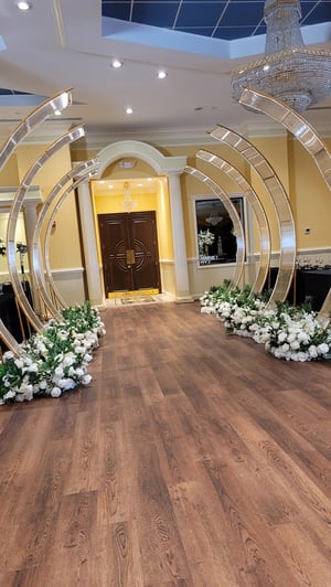 Image of Entrance Aisle design  with Artificial silk flowers 
