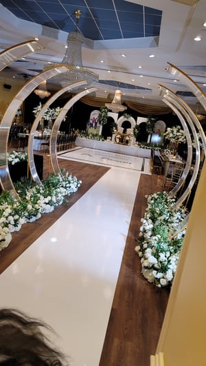 Image of Entrance Aisle design  with Artificial silk flowers 