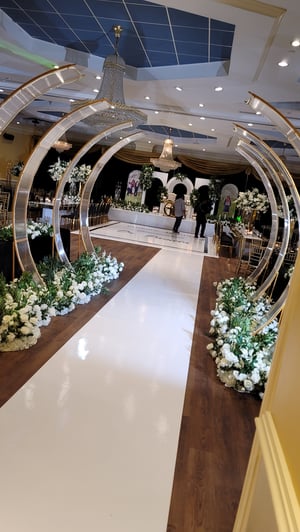 Image of Entrance Aisle design  with Artificial silk flowers 