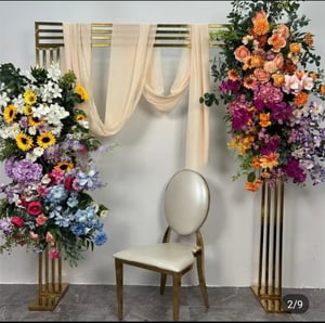 Image of 4 lines Gold stainless steel backdrop only  