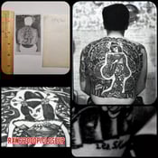 Image of original 1950s antique les skuse BTC UK brit tattooed man tattoo photo negative