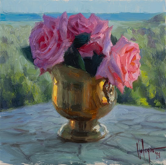 Image of "ROSES IN BRONZE VASE", PAINTING