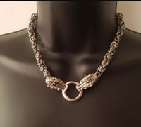 Dragon head choker, byzantine weave - READY TO SHIP