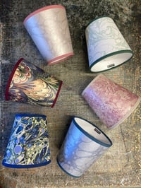 Image 1 of INFORMATION ONLY // Marbled lampshades from 'House of Amitié' digitally printed wallpaper 