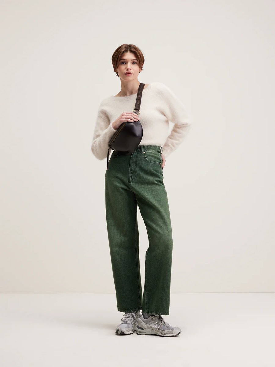 Image of 2-Pantalón denim póker verde