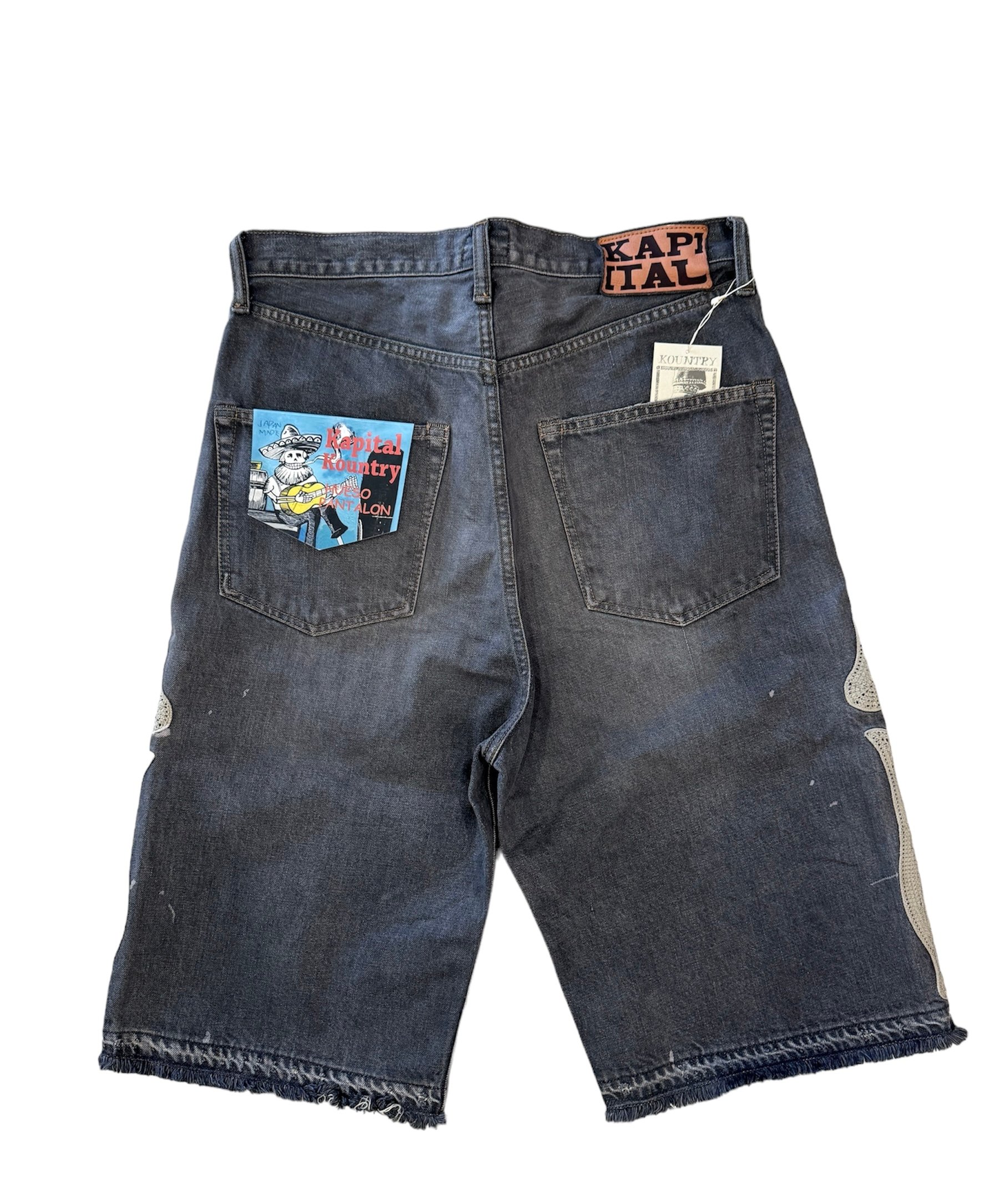 KAPITAL BONE DENIM SHORTS BLACK | Wespeso KAPITAL BONE DENIM SHORTS BLACK | Wespeso