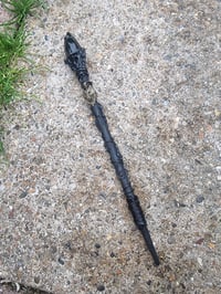 Image 4 of Black Obsidian crystal wolf Wooden wand