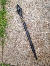 Image 5 of Black Obsidian crystal wolf Wooden wand