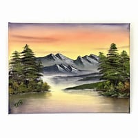 Image 1 of Mountain Lake - 16" x 12" Oil Painting