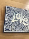 Blue & White • Love • 10” x 8” Canvas Original