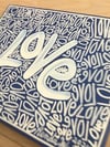 Blue & White • Love • 10” x 8” Canvas Original