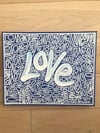 Blue & White • Love • 10” x 8” Canvas Original