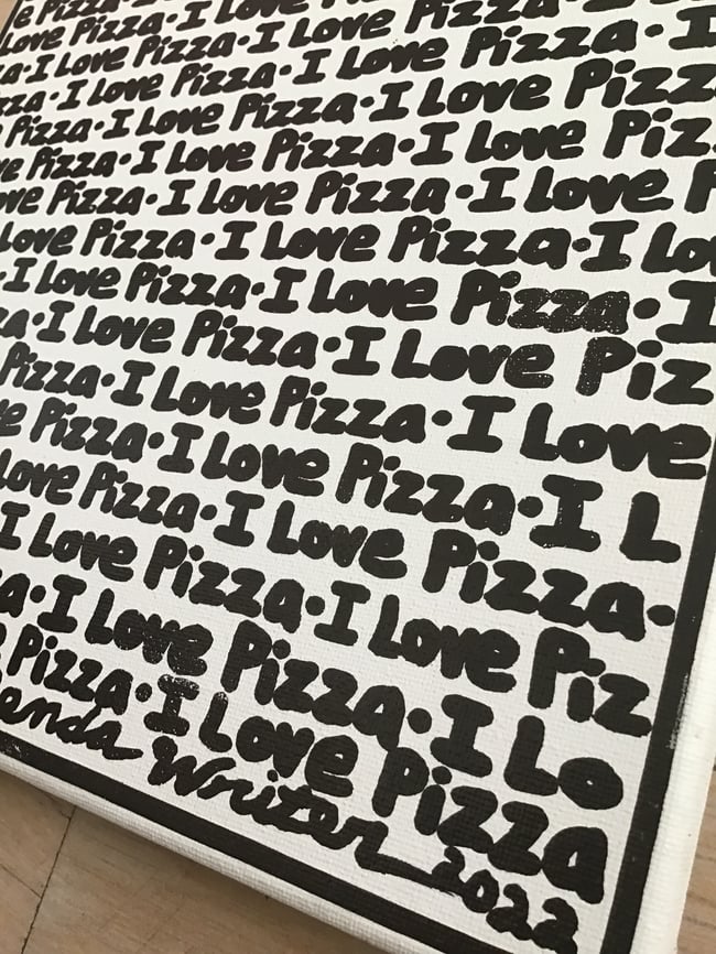 I Love Pizza π10β x 10β B&W Canvas Original
