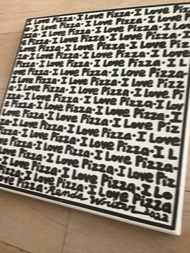 I Love Pizza π10β x 10β B&W Canvas Original