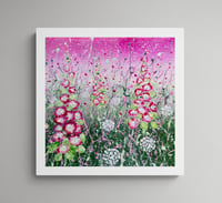 Image 1 of 'Hollyhocks' greetings card 