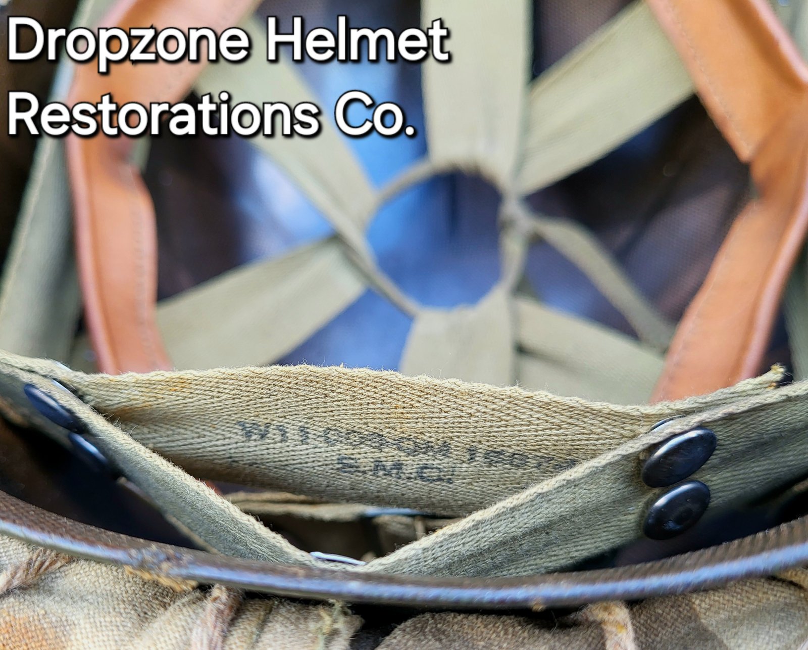 WWII M1 USMC Helmet McCord Front Seam & Firestone Liner Camo Cover