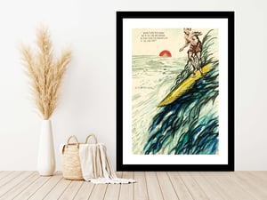 Image of Raymond Pettibon - Would It Have Been Human, Fine Art Giclee Print, Surfer Poster, Hawaii, Cali